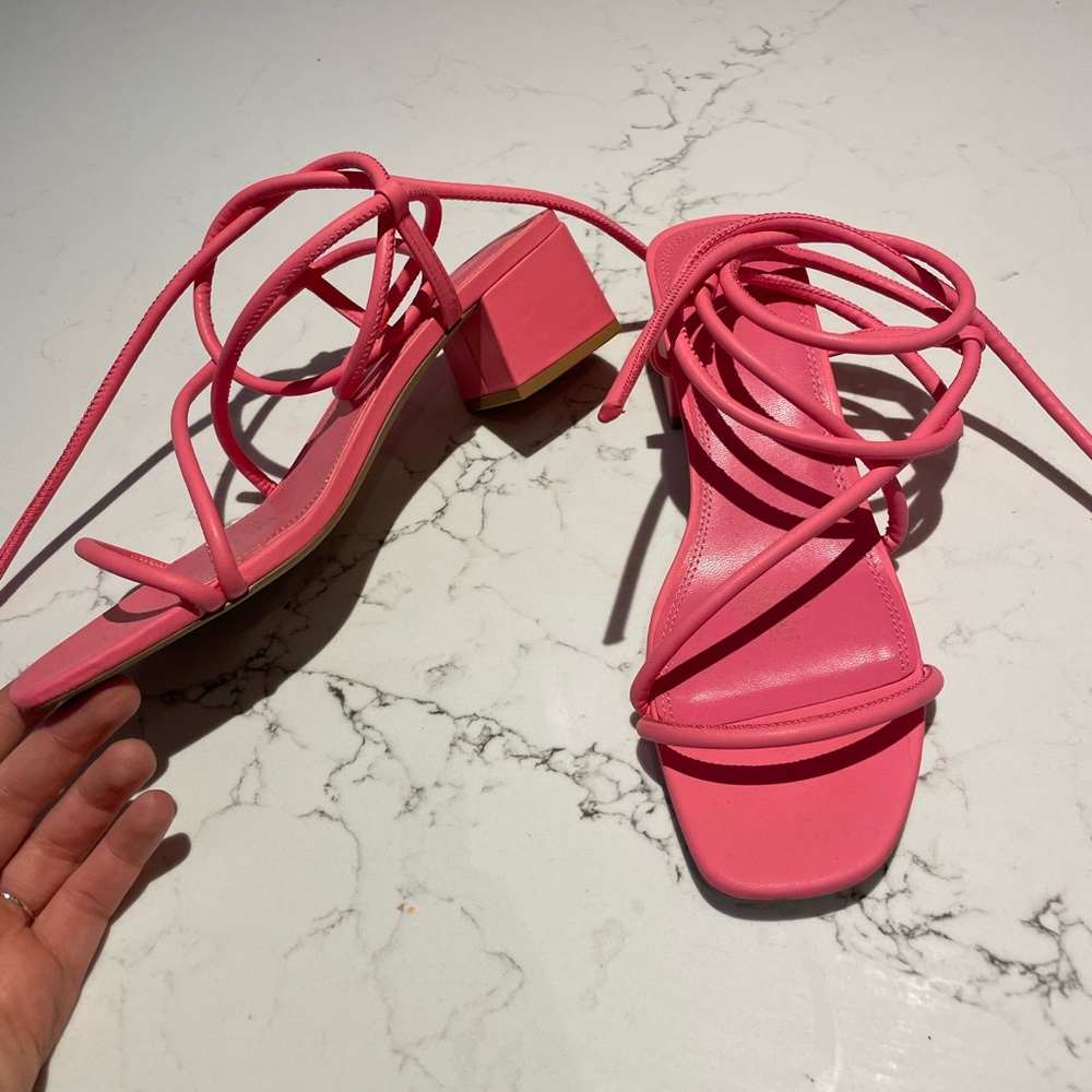 H&M wrap heels - hot pink, like new